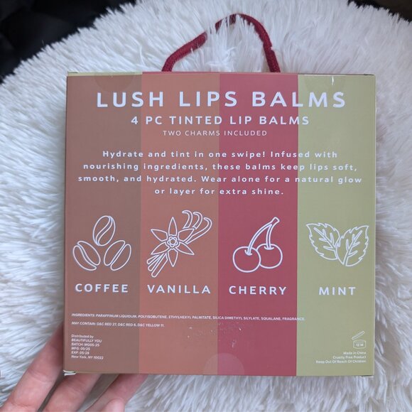 Tinted Lip Balm Set + 2 Charms | Coffee, Vanilla, Cherry, Mint - Picture 3 of 5